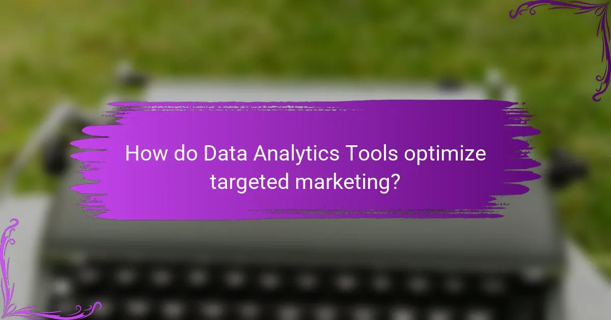 How do Data Analytics Tools optimize targeted marketing?